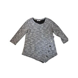 Retrology Textured Tunic Top Asymmetrical Hem Button Detail Women's M